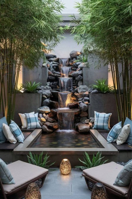 🌿 نافورة شلال طبيعي متعددة المستويات